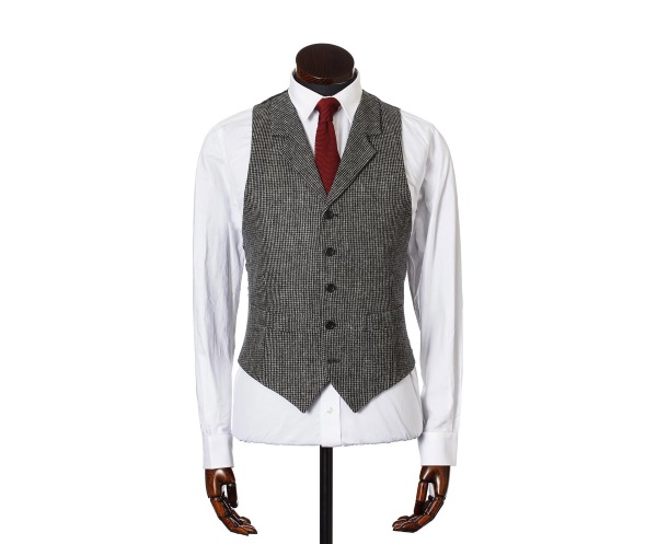 Mens Tweed Waistcoat Grey Microcheck Shop Wool Waistcoat For Men